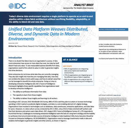 Unified Data Platform Weaves Distributed, Diverse, and Dynamic Data in Modern Environments