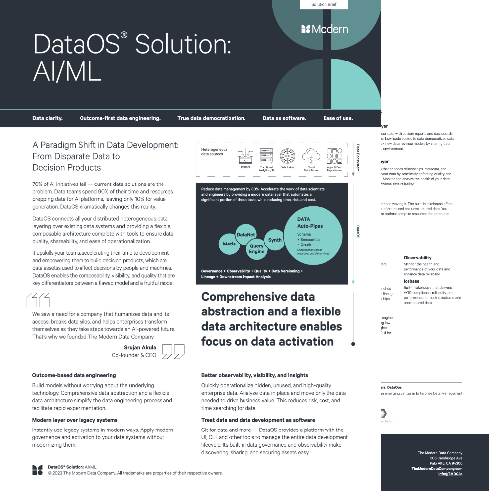 DataOS® Solution: AI/ML360