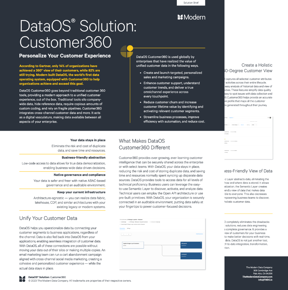 Modern DataOS Solution Customer360