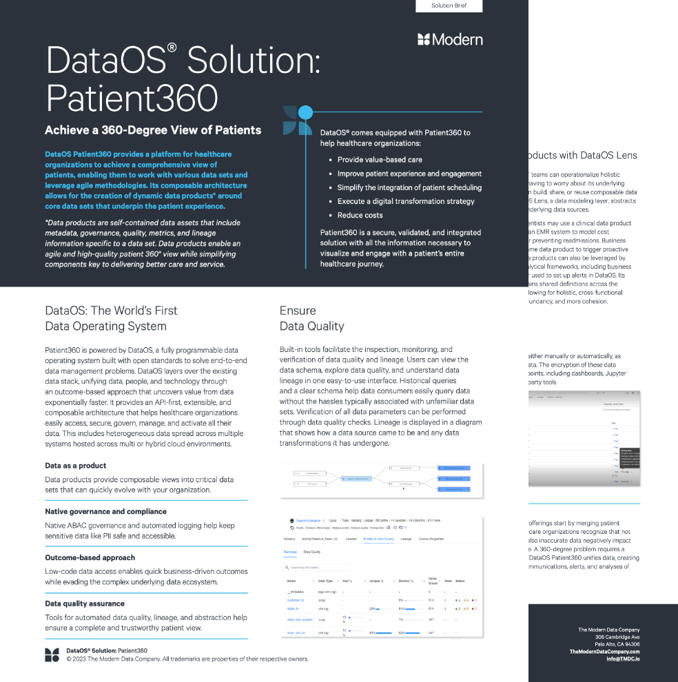 Modern DataOS Solution Patient360